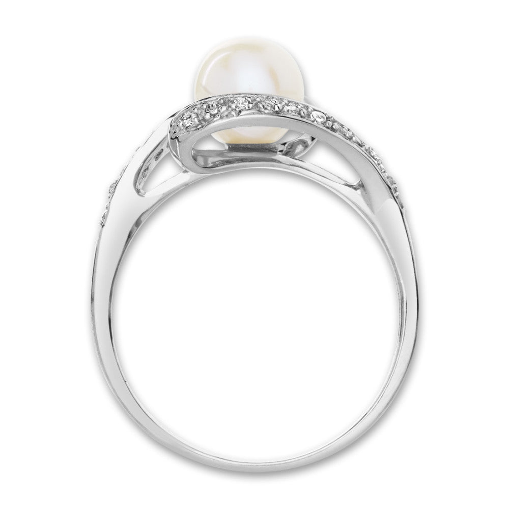 Anello Argento Zirconia Perla coltivata d'acqua dolce