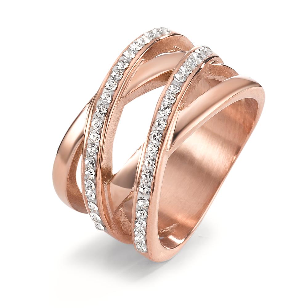 Fingerring Edelstahl Kristall rosé IP beschichtet