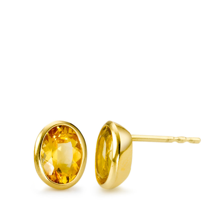 Clous d'oreilles or et citrine