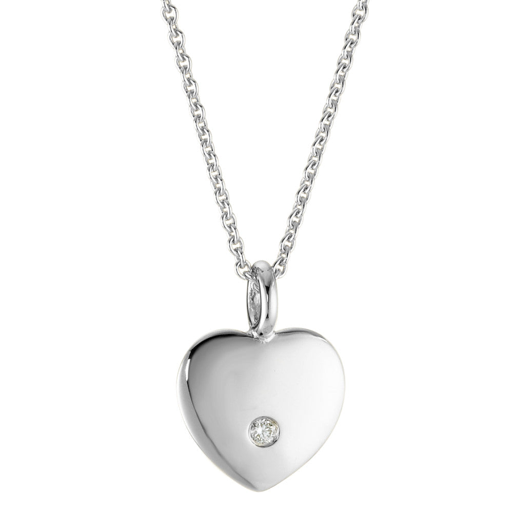 Catena con ciondolo Oro bianco 750/18 carati Diamante 0.02 ct, w-si Cuore 45 cm