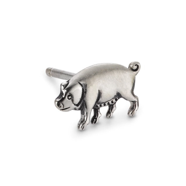 Clous d'oreille à l'unité Argent Patinée Cochon