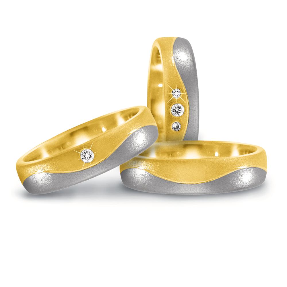 Anello del partner Oro giallo 750/18 carati, Oro bianco 750/18 carati