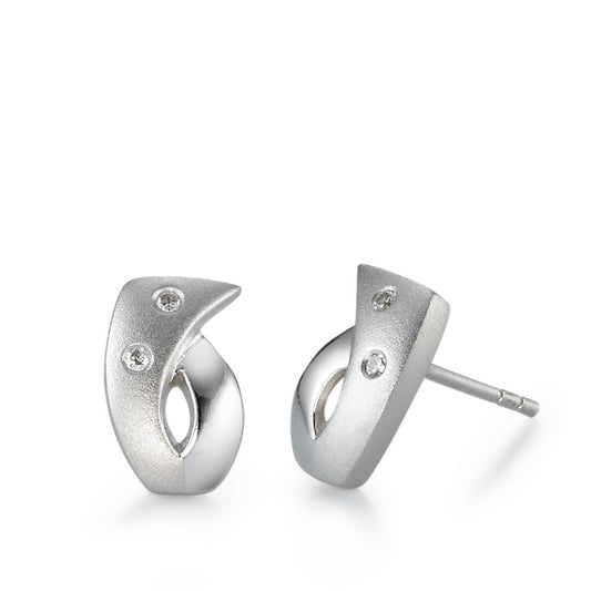 Clous d'oreilles Argent Zircone 4 Pierres Rhodié