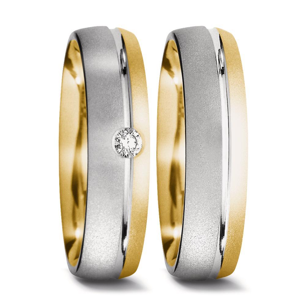 Alliance Or jaune 18K, Or blanc 18K Diamant 0.05 ct, tw-si