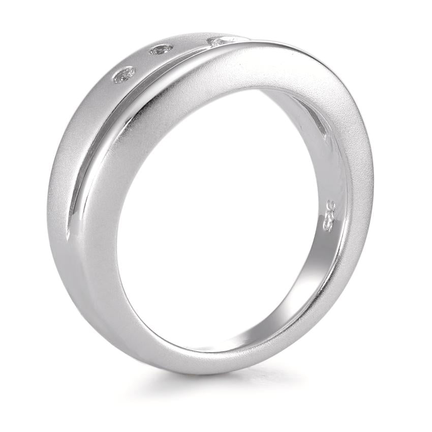 Anello Argento Zirconia 3 pietra rodiato