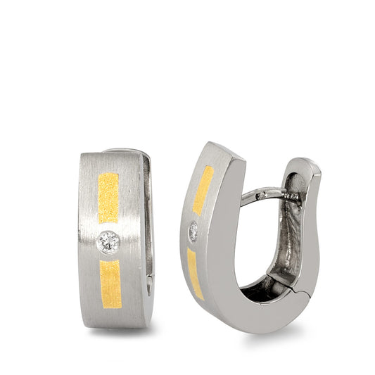 Orecchini circolari Platino 950, Oro giallo 750/18 carati Diamante 0.05 ct, 2 pietra, w-si