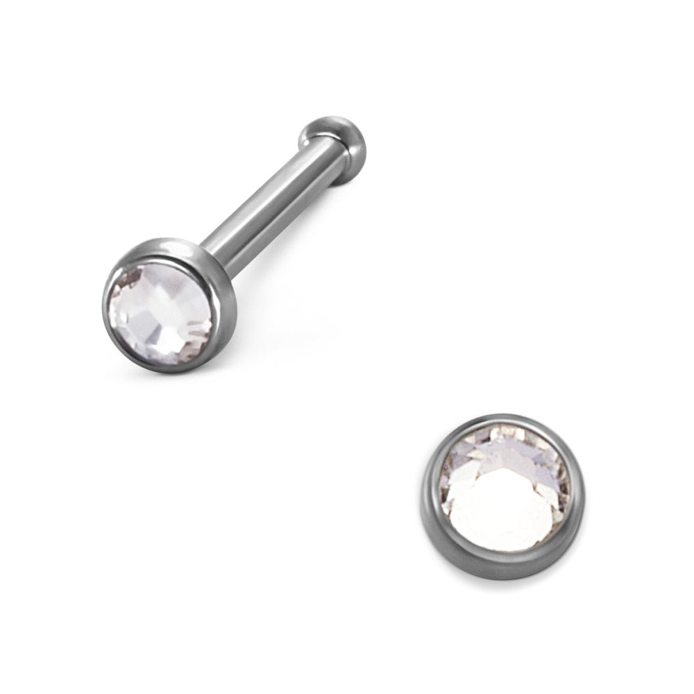 Clous de nez Titane Cristal blanc Ø2 mm