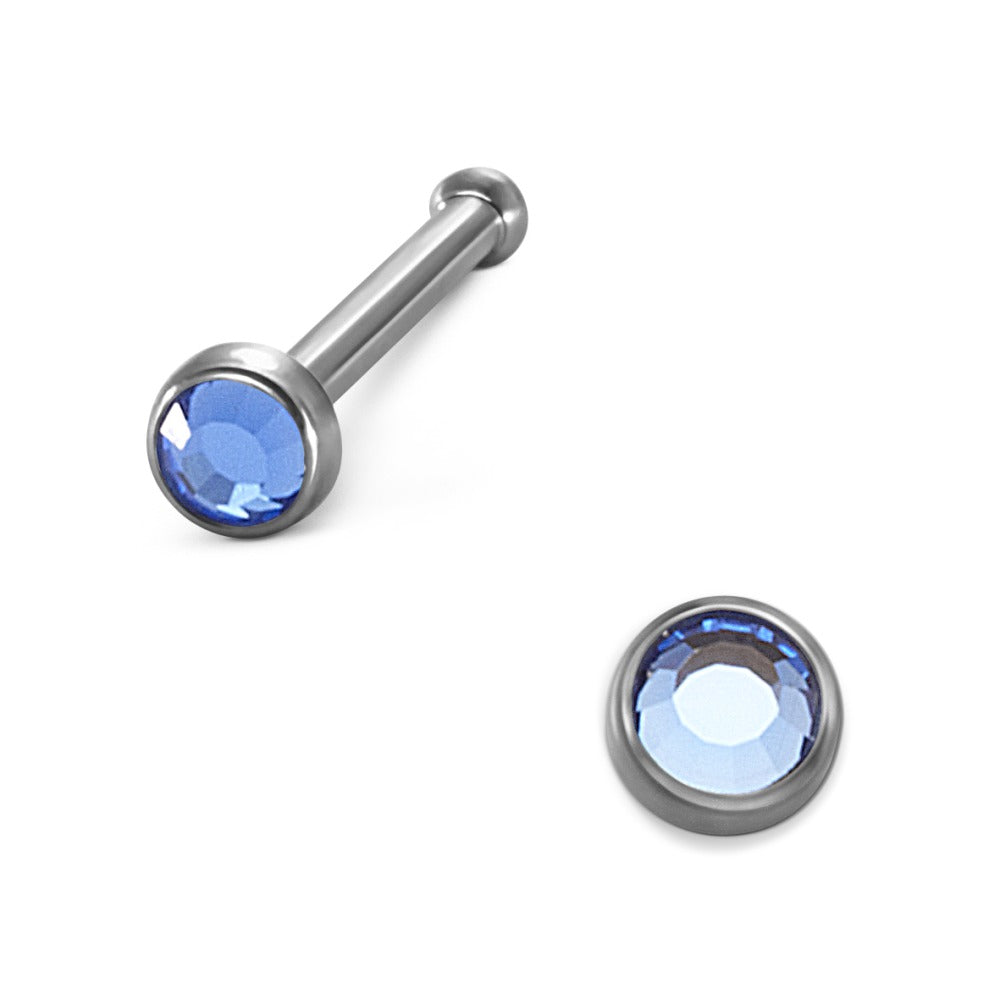 Clous de nez Titane Cristal bleu clair Ø2 mm