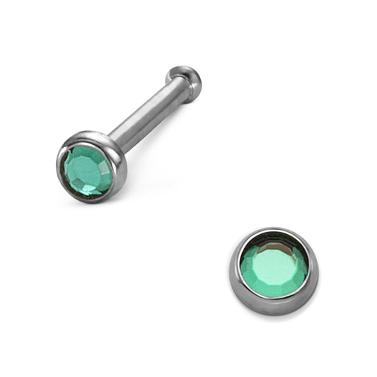 Clous de nez Titane Cristal vert Ø2 mm