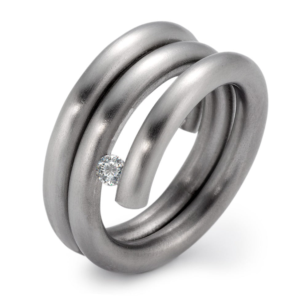 Bague Acier inoxydable Zircone blanc