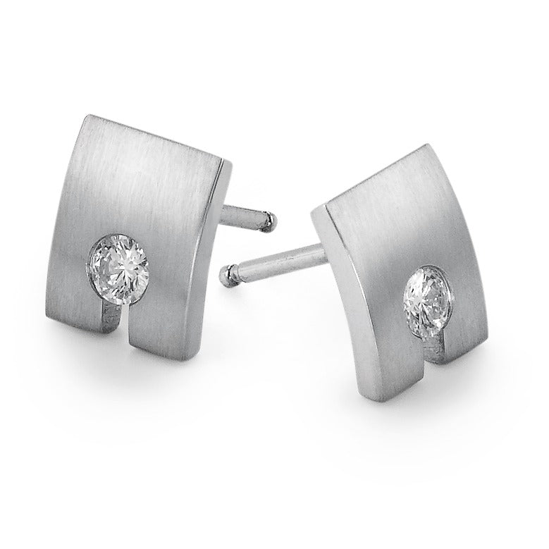 Clous d'oreilles Or blanc 18K Diamant 0.20 ct, 2 Pierres, w-si