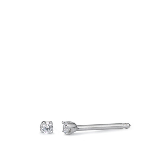 Clous d'oreilles Argent Zircone 2 Pierres Rhodié Ø2.5 mm