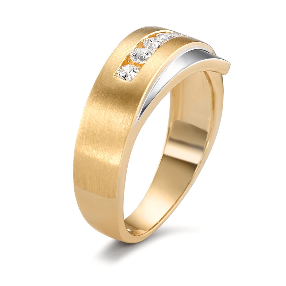 Bague Or jaune 18K Zircone blanc, 5 Pierres Bicolore