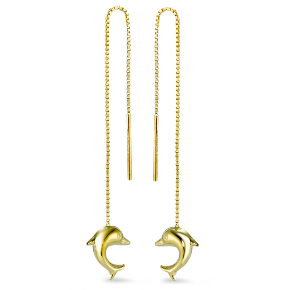 Boucles d'oreilles pendantes Or jaune 18K Dauphin