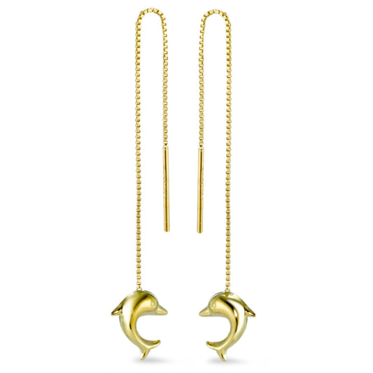 Boucles d'oreilles pendantes Or jaune 18K Dauphin