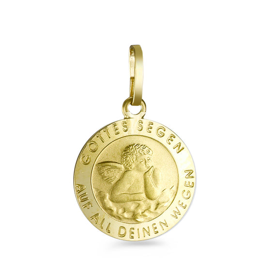 Pendentif Or jaune 18K Ange gardien Ø12 mm