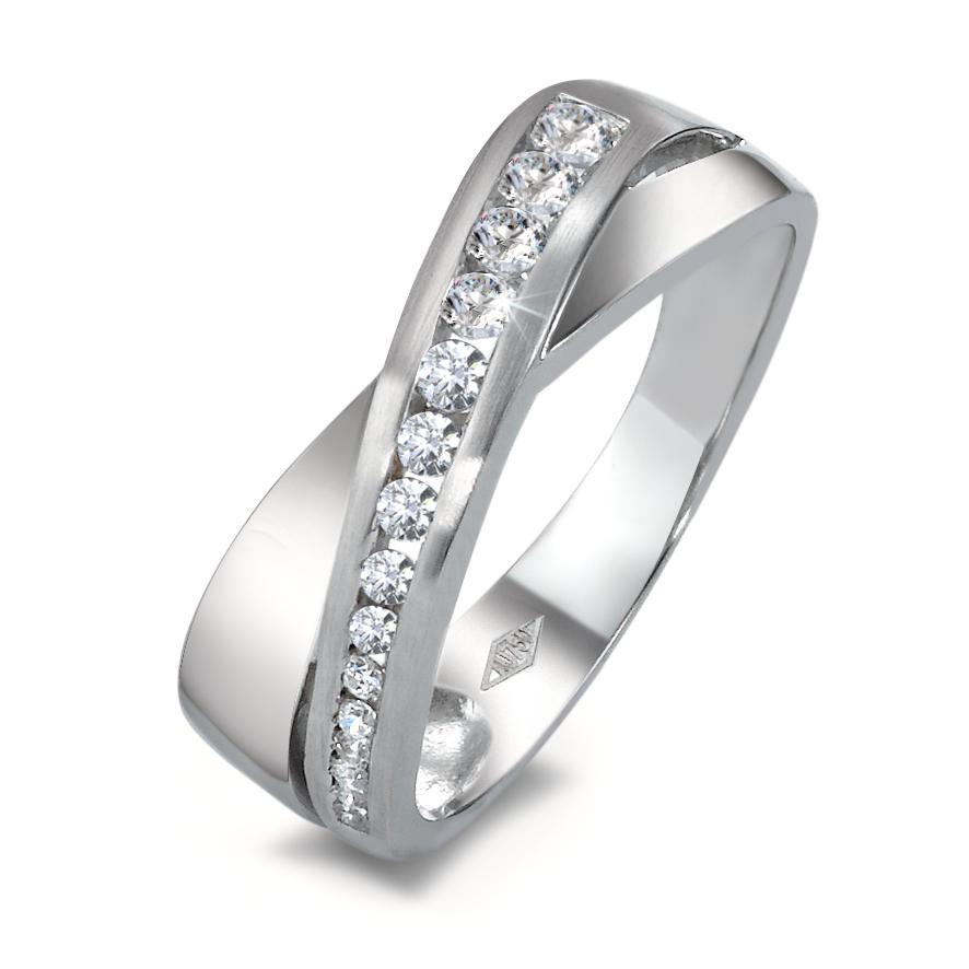 Bague Or blanc 18K Zircone 15 Pierres