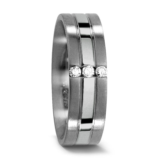 Partnerring Titan, 950 Platin Diamant 0.06 ct, 3 Steine, w-si