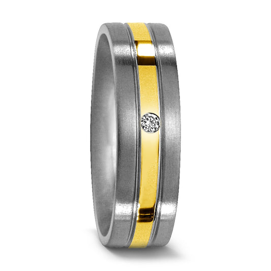 Bague Titane, Or jaune 18K Diamant 0.02 ct, w-si