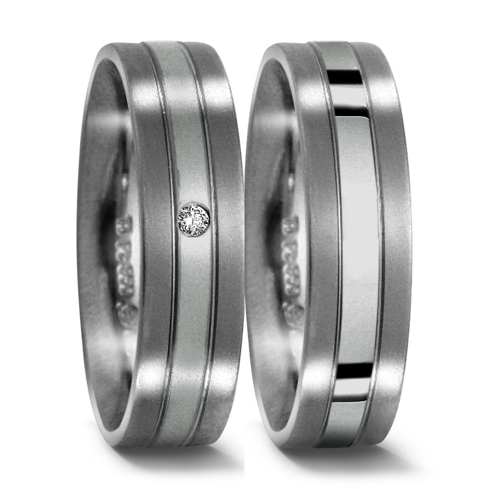 Partnerring Titan, 950 Platin Diamant 0.02 ct, w-si