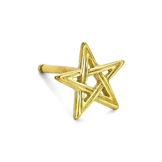 Clous d'oreille à l'unité Or jaune 14K Pentagramme