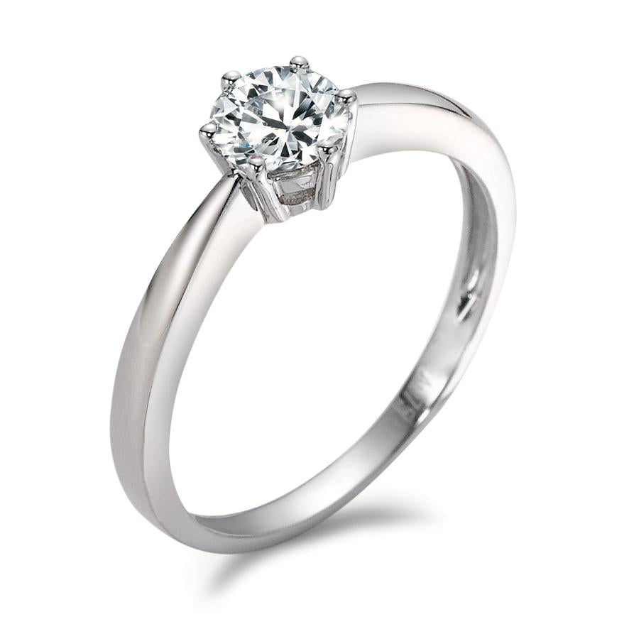 Bague solitaire Or blanc 18K Moissanite