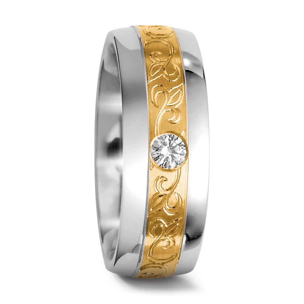 Alliance Or blanc 18K, Or jaune 18K Diamant 0.09 ct, w-if