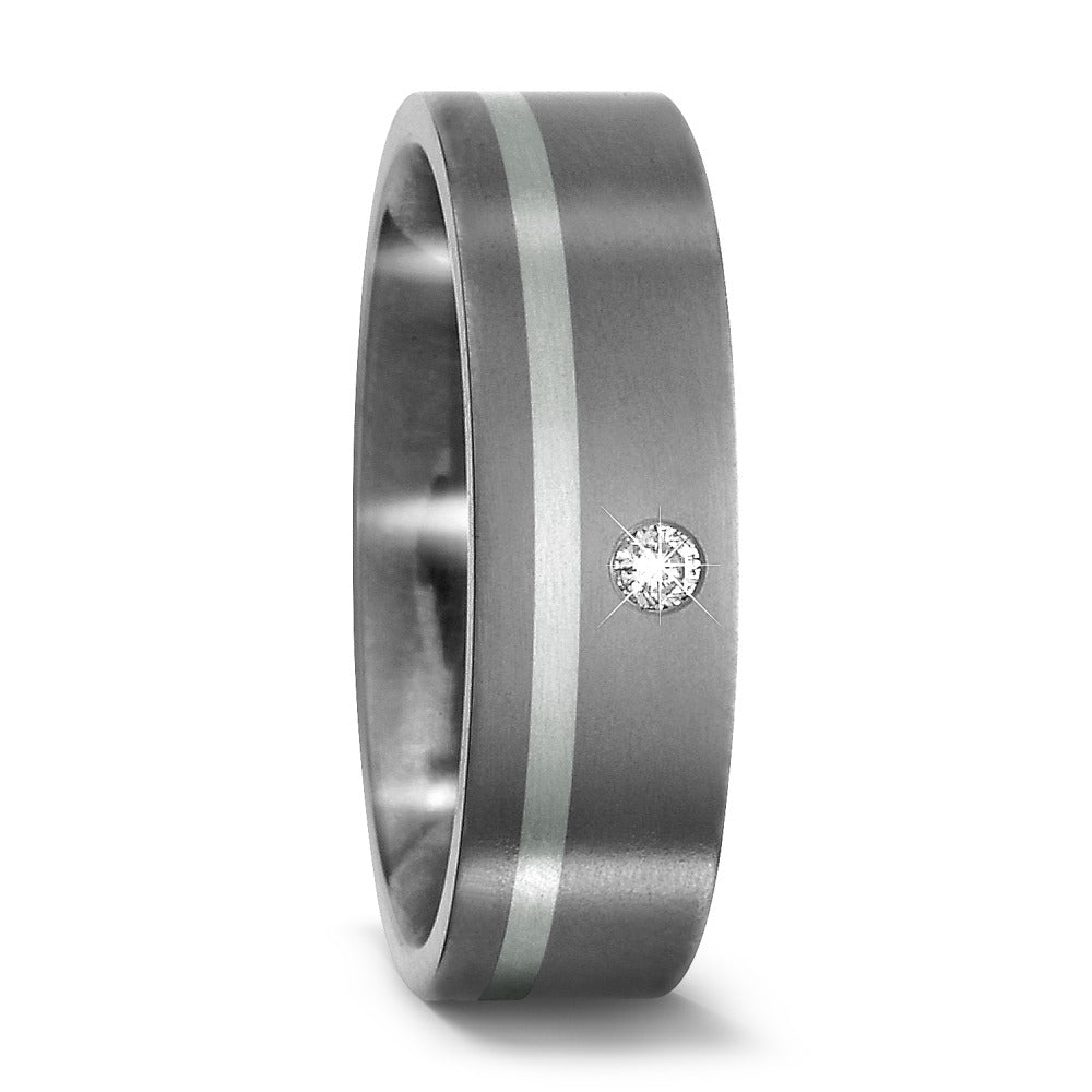 Bague Titane, Platine 950 Diamant 0.03 ct, w-si