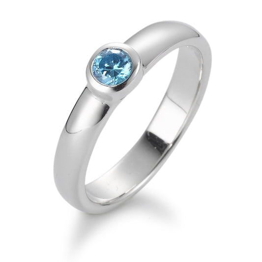 Fingerring Silber Zirkonia hellblau