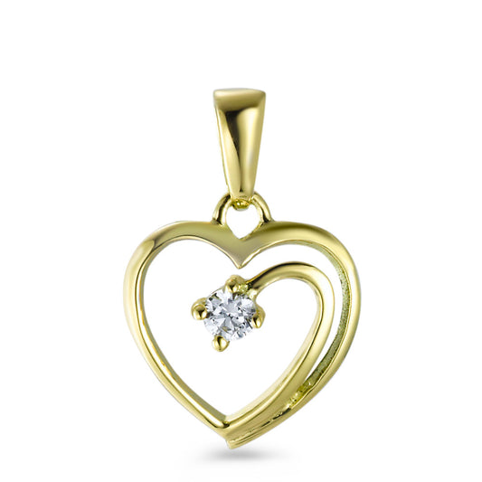 Pendentif Or jaune 18K Zircone Coeur