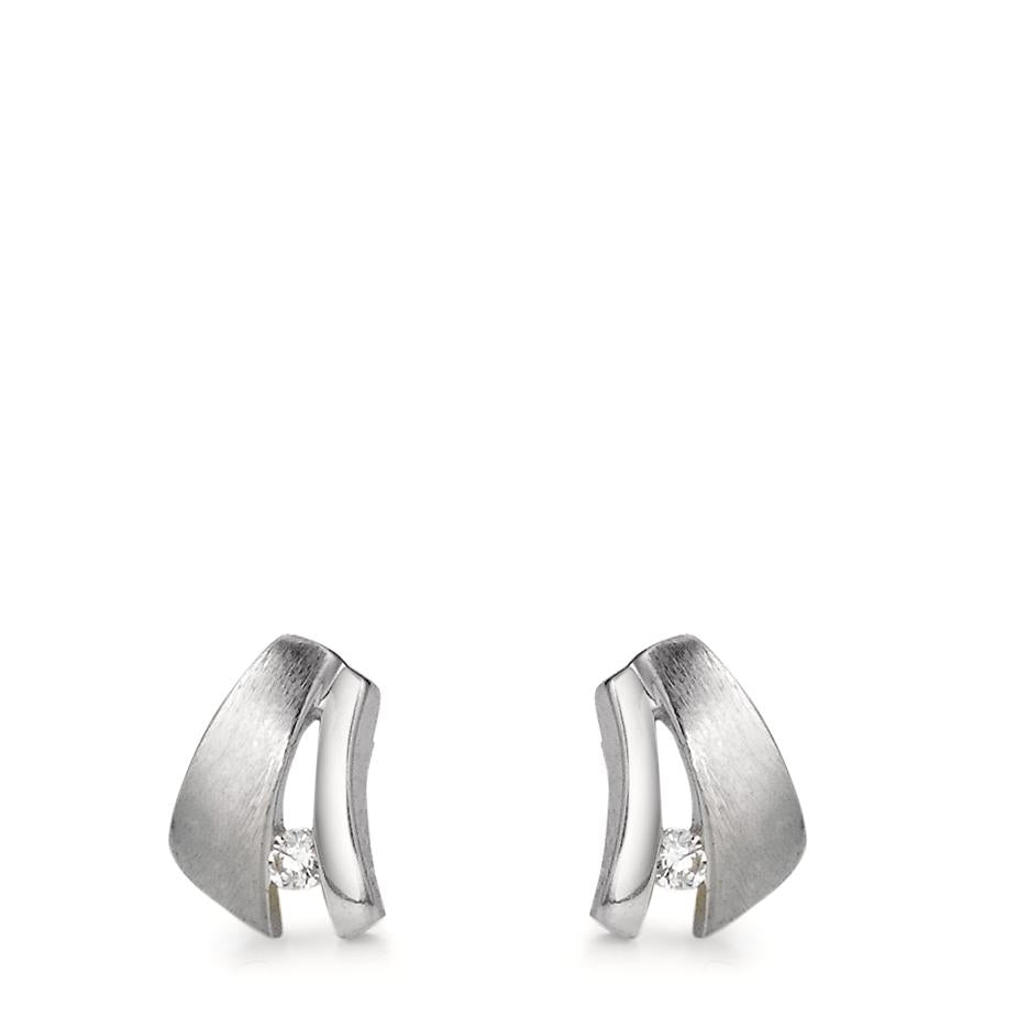 Clous d'oreilles Argent Zircone 2 Pierres Rhodié