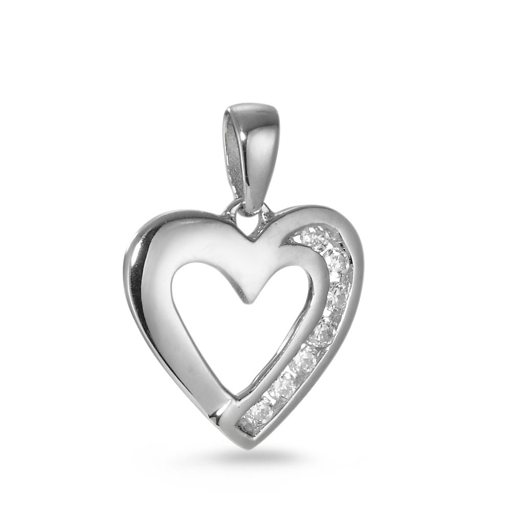 Pendentif Argent Zircone 7 Pierres Rhodié Coeur