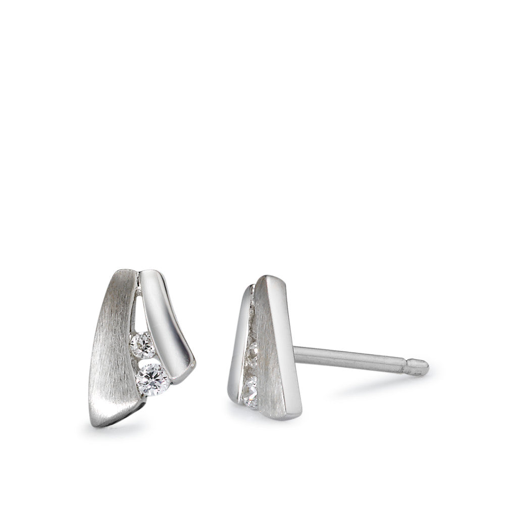 Clous d'oreilles Argent Zircone Rhodié