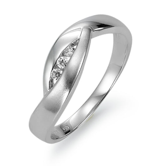 Fingerring Silber Zirkonia 3 Steine rhodiniert