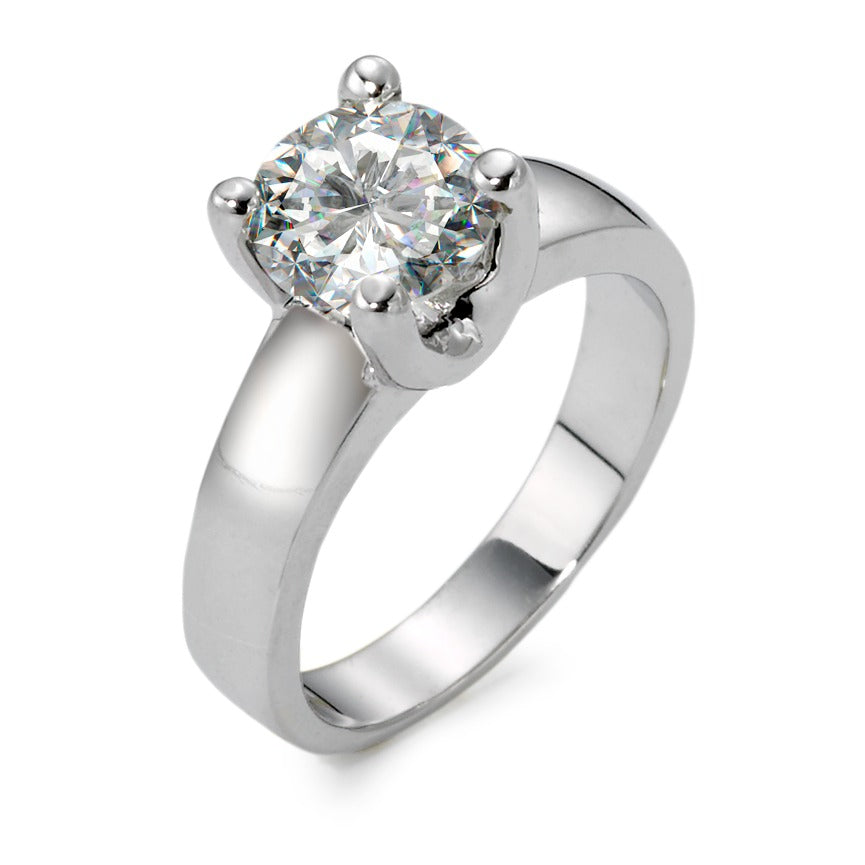 Bague solitaire Or blanc 18K Moissanite blanc