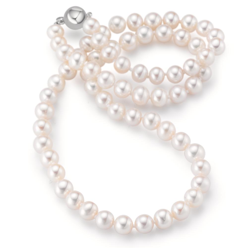 Collier Or blanc 18K perle d'eau douce 45 cm