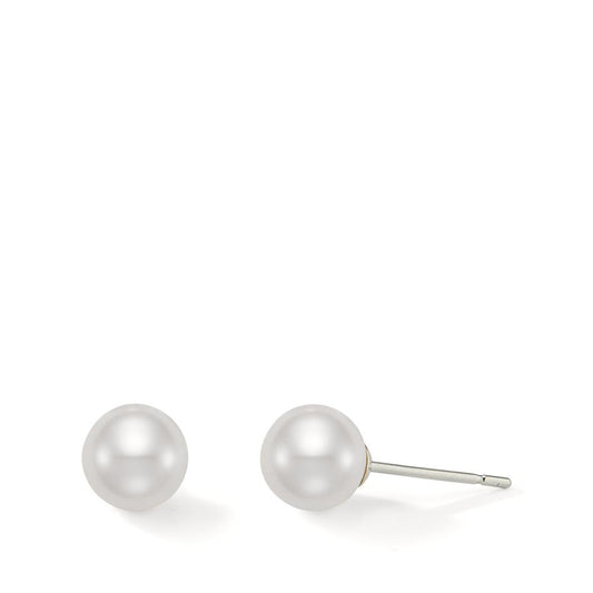 Clous d'oreilles Or blanc 18K perle d'eau douce