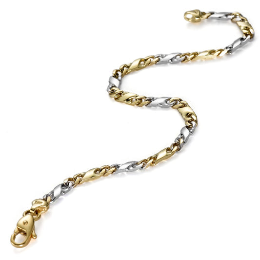 Bracelet Or jaune 18K, Or blanc 18K 19 cm