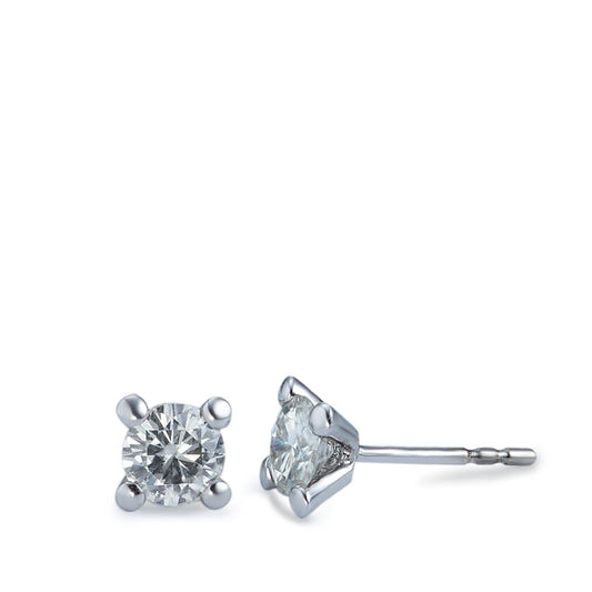 Clous d'oreilles Or blanc 18K Moissanite 2 Pierres