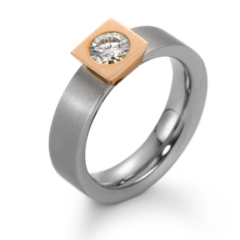 Bague Titane, Or rouge 18K Moissanite