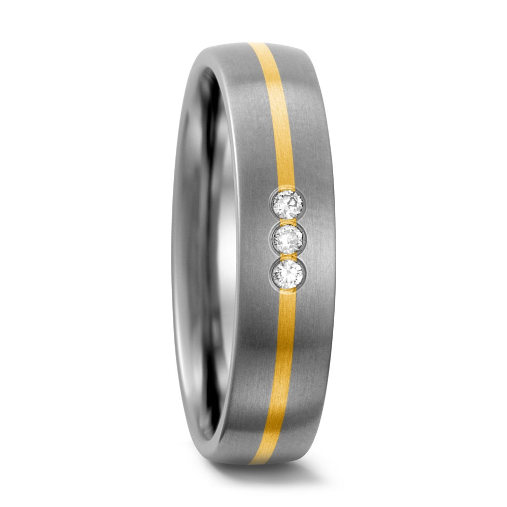 Alliance Titane, Or jaune 18K Diamant 0.06 ct, w-si