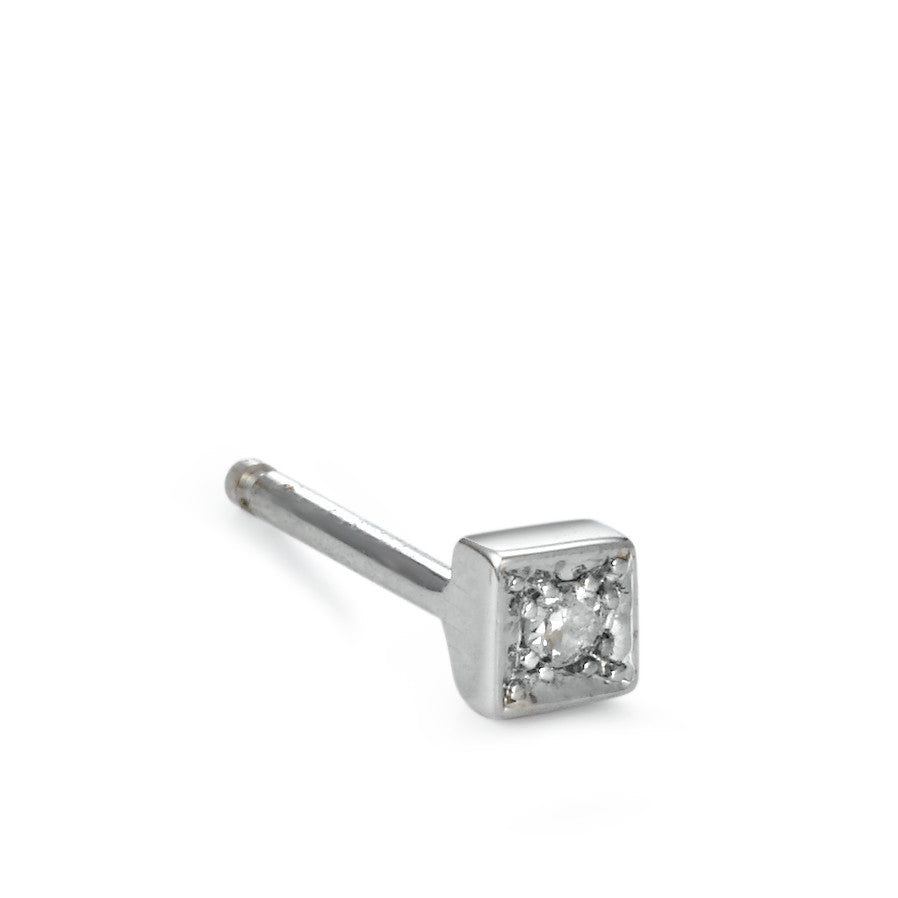 Orecchini a bottone 1 pz Oro bianco 750/18 carati Diamante 0.02 ct, w-si