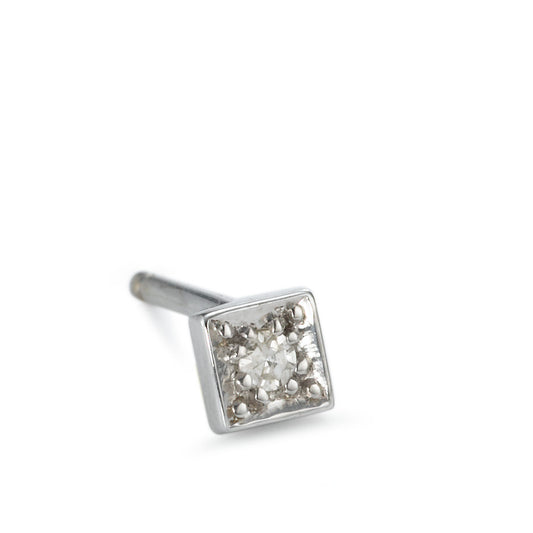 Orecchini a bottone 1 pz Oro bianco 750/18 carati Diamante 0.03 ct, w-si