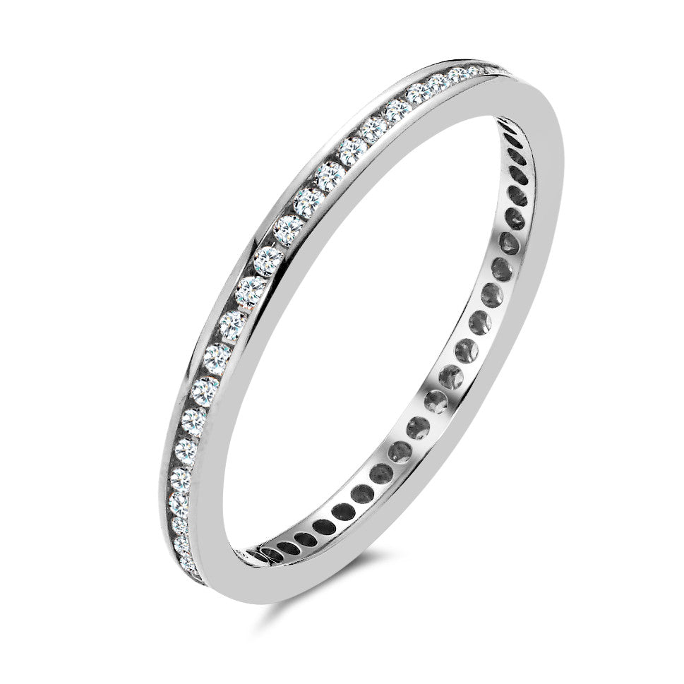 Bague d'éternité Or blanc 18K Diamant 0.25 ct, 50 Pierres, w-si