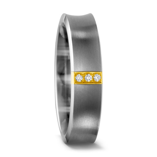 Bague Titane, Or jaune 18K Diamant 0.03 ct, w-si