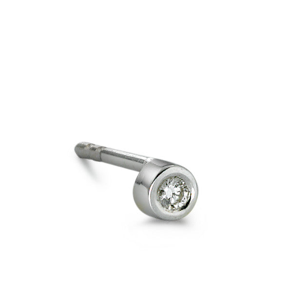 Clous d'oreille à l'unité Or blanc 18K Diamant 0.02 ct, w-si Ø3 mm