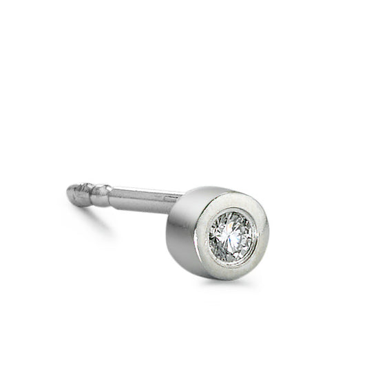 Orecchini a bottone 1 pz Oro bianco 750/18 carati Diamante 0.04 ct, w-si Ø3 mm