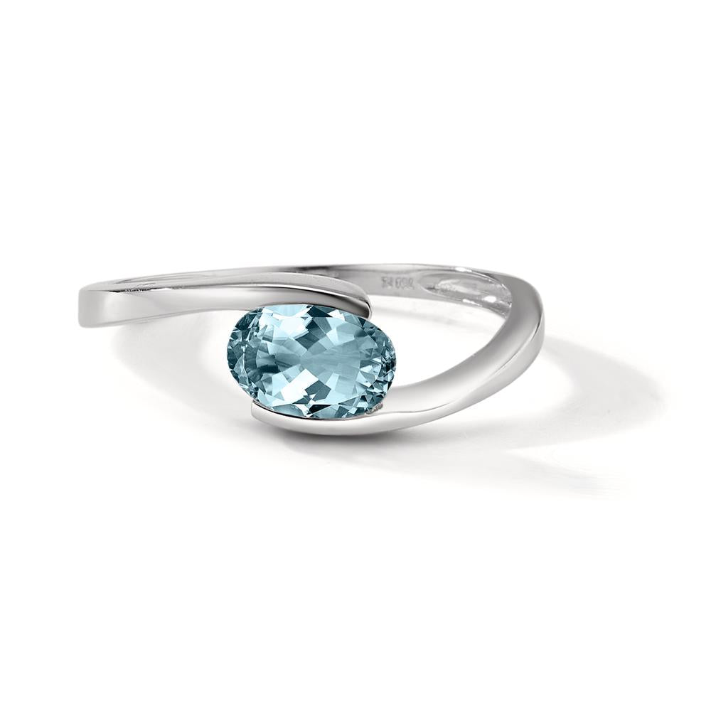 Bague Or blanc 18K Topaze bleu