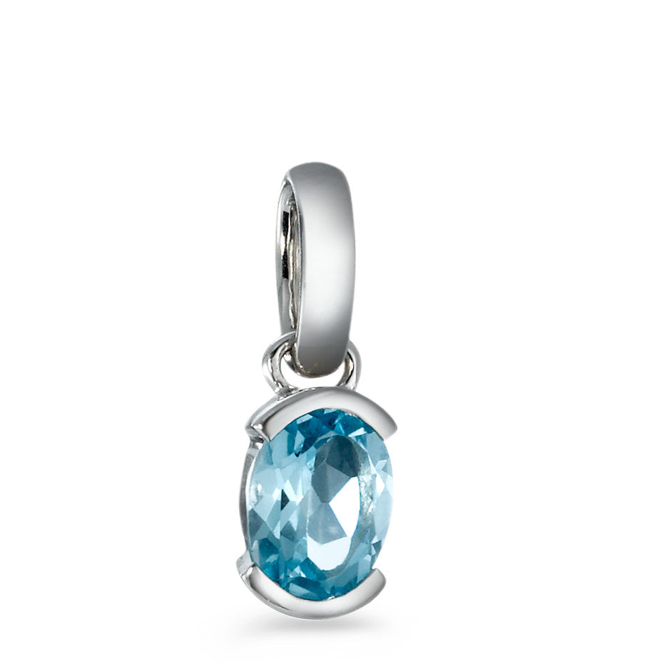 Pendentif Or blanc 18K Topaze bleu