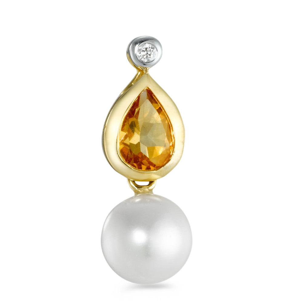 Pendentif Or jaune 18K Citrine perle d'eau douce